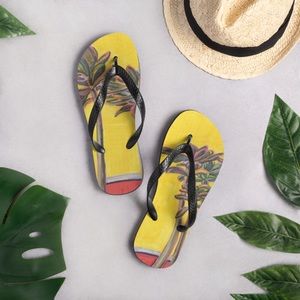 TEA SUCCULENTS Original Artwork Flip-Flops